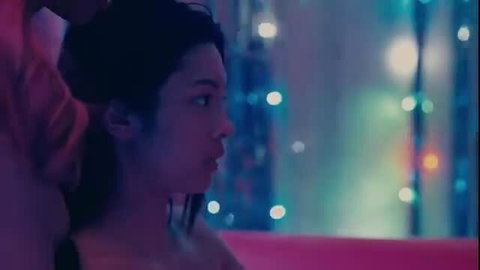 Aliya Raymundo nude side profile in neon lights, sexy Filipina beauty