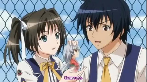 Anime JAV couple with schoolgirl and chibi figure, twintails girl smiling