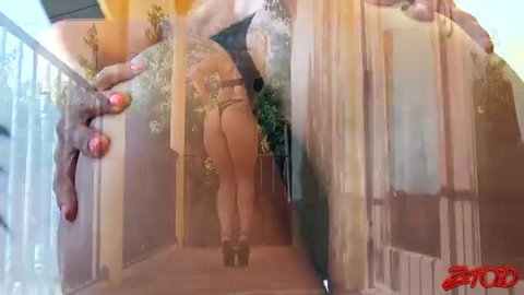 Aj Applegate huge black hands groping her big ass in bikini