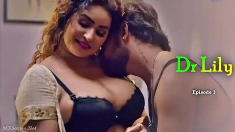 Dr Lily in Indian web series hot cleavage kiss embrace