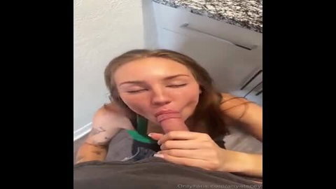 Anya Lacey sucks thick cock closeup in hot amateur BJ