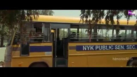 NYK Public Sen Sec yellow school bus parked under trees in Party 2024 web series