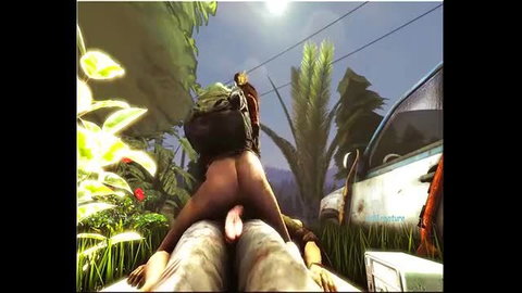 Ellie from The Last of Us nude POV cowgirl on backpack in jungle