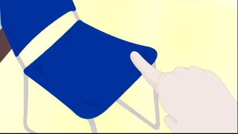 Moka Akashiya vampire hentai pointing at blue chair nude