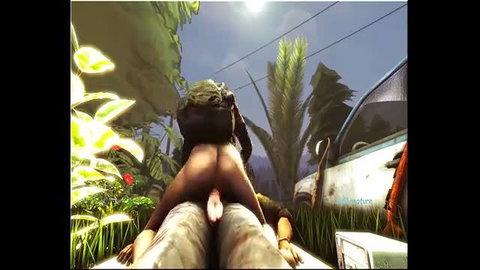 Ellie from The Last of Us nude ass up pussy view in jungle outdoors