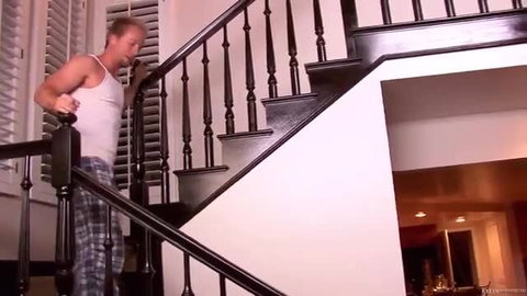 Kelly Madison Big Ass Blonde Mature in Tank Top at Stairs