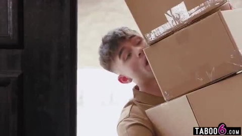 Delivery guy with boxes at door, MILF reverse gangbang thumbnail