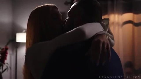 Redhead Daisy passionately kissing hugging her man in intimate embrace