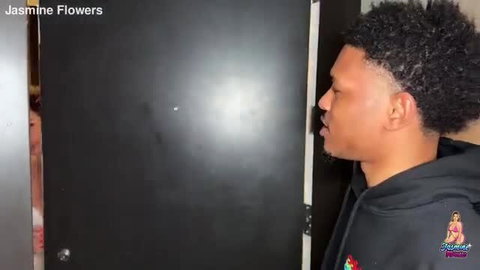 Jasmine Flowers Latina MILF peeking from door in hoodie