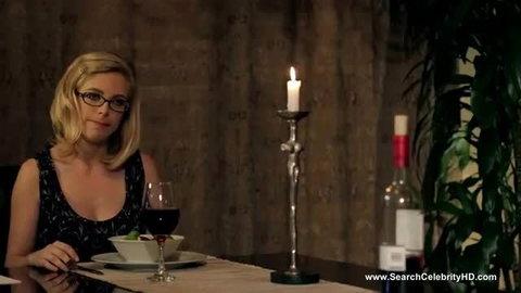 Penny Pax blonde in glasses at candlelit dinner with wine