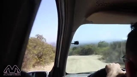 Amateur couple drives thru desert on market trip POV