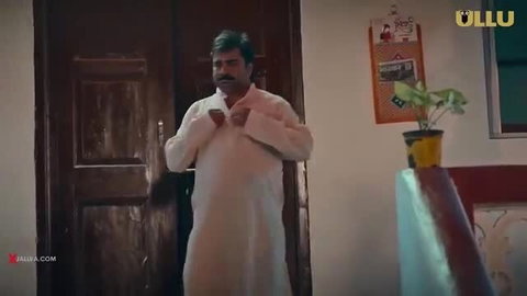 Mature Indian man in white kurta gesturing seductively, Sham Ki Betha hot series