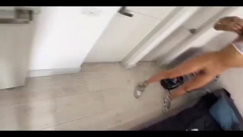POV closeup of skinny Latina teen's round ass and legs mid-action