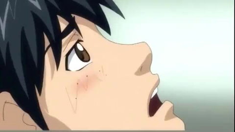 Blushing anime guy with wide eyes in JAV hentai closeup