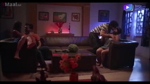 Hottie Indian Babe in erotic couple foreplay on couch