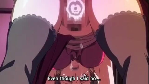 Anime hentai girl in lingerie moaning 'Even though I said no', closeup crotch view