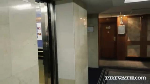 Vanessa Decker in hotel hallway by elevator, sexy dress upskirt tease