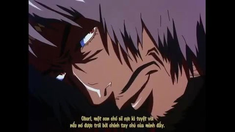 Vintage hentai female killer with perky tits smirking intensely