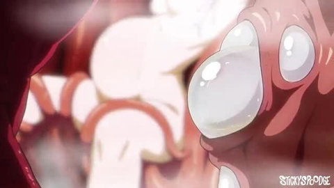 Anime hentai girl penetrated by thick tentacles in sticky cum scene