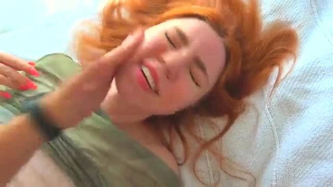 Russian Redhead slut face grabbed in rough blowjob tease