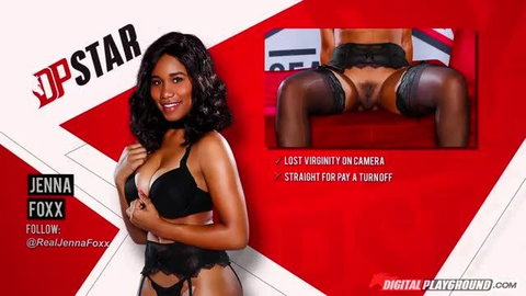 Jenna Foxx in black lingerie spreads legs showing pussy closeup