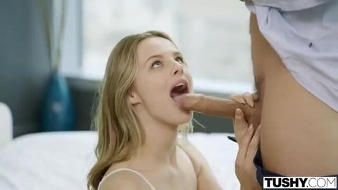 Jillian Janson sucking big black cock closeup Tushy