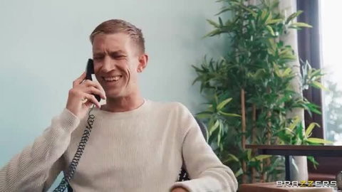 Sapphire Astrea smiling on phone in sweater, Maid For Cock