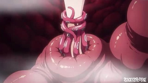 Tentacle hentai girl penetrated by slimy pink tentacles in StickySpoodge Tenta time