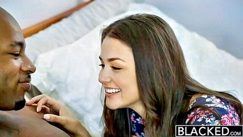 Dani Daniels smiles intimately touching black stud in Blacked interracial threesome