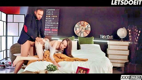 Angel Rush in cheating missionary sex with older man, passionate bedroom encounter