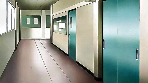 Anime school hallway scene from Seikatsu Shidou Ep2 hentai