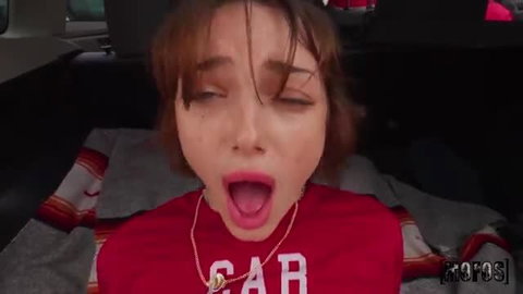 POV closeup of teen cutie Shrooms Q mouth open in ecstasy
