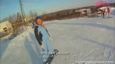 Blonde snowboarder