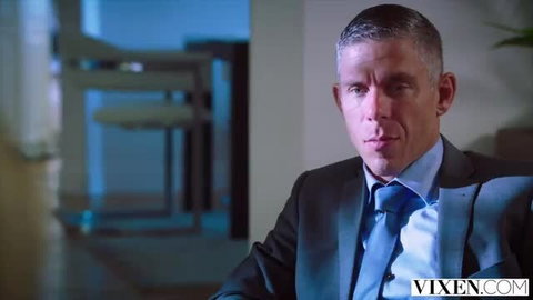 Lexie Fox with dominant suited man in intense eye contact