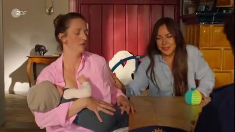 Carolin Hartmann lactating tits with baby breastfeeding scene