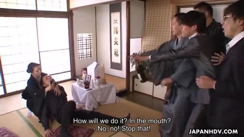 Yuki Tsukamoto gangbanged by suited men in JAV orgy