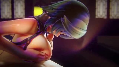 ChekiBrek as Eula topless cleavage tease in sexy bodysuit