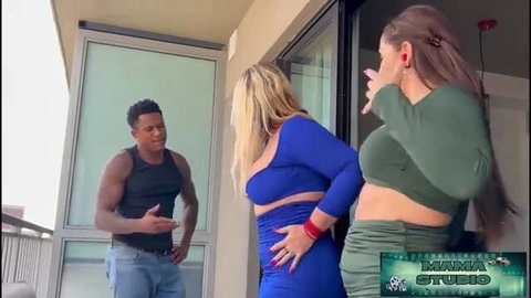 Agatha Mama & Tiffany Montavani tease BBC stud Jonh Rick23 outdoors