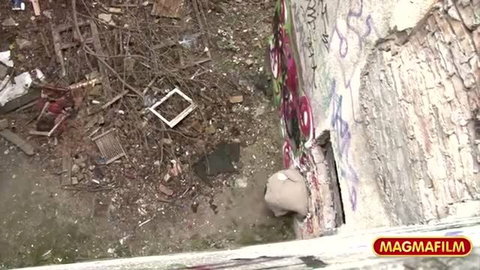 Black babe rammed hard outdoors by graffiti wall in MagmaFilm scene