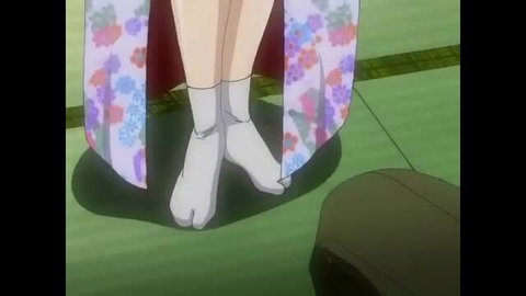 Ooedo Shijuu Hachite tabis white socks feet closeup in kimono