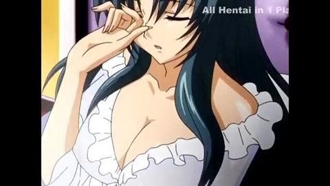 Houkago 2 busty anime girl in low-cut dress touching face seductively