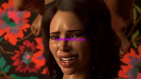Crying big ass Latina stepmom face closeup in rough 3D hentai