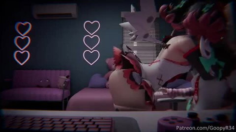 Futa Sunna with huge cock teases Nangong Yu in pink bedroom