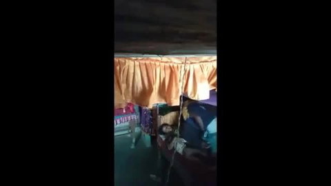 Indian Mom in colorful saree skirt hanging laundry affair tease