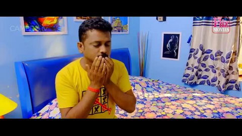 Priyanka Biswas Indian man praying hands mouth gesture on bed