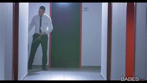 Man in suit holds cock in hallway, Rina Ellis stepmom deepthroat scene