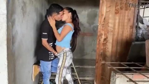 Hot Latina step-sister passionately kissed against wall in amateur hookup