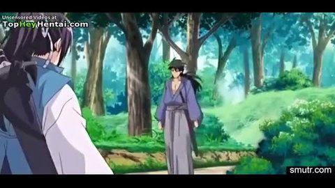 Busty anime teen in kimono rough outdoor hentai sex