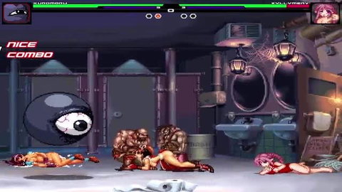 Kuro and Xyllymerv hentai gangbang in bathroom with monster eye orb