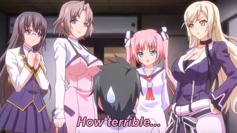 Tsugou No Yoi Sexfriend hentai girls surround guy, big tits in uniforms